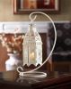 Elegant White Candle Lantern with Stand for Home Decor