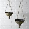 Set of Two Hanging Metal Finial Planters