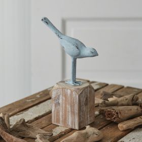 Vintage Cast Iron Blue Bird Decorative Figurine - Rustic Home Decor Accent Piece