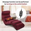 Folding Multi-Position Sofa Bed Lounger Chair with Massage Pillow in Dark Red