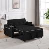 Sofa Bed, 3 in 1 Convertible Sofa Chair Bed, Adjustable Backrest Chair, Chaise Lounge with USB Ports, Cup Holder, Side Pocket,BLACK