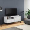 TV Stand with Metal Legs White Solid Wood Pine OSLO