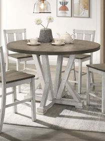 Antique White Rustic Style 1pc Counter Height Dining Table Two-tone Design Dining Room Furniture