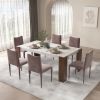 ACME Hettie Dining Table, Engineering Stone & Brown Finish DN02157