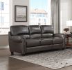 1pc Dark Brown Leather Sofa Rolled Arms Nailhead Trim Comfortable Plush Seating Seatback Traditional Living Room Furniture