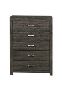 Dark Gray Finish Storage Drawers Chest 1pc Chrome Tone Handles Contemporary Design Bedroom Furniture