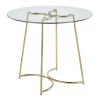 Cece Contemporary/Glam Dinette Table in Gold Steel with Clear Glass Top by LumiSource