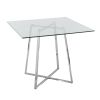 Cosmo Contemporary Square Dining Table with Chrome Metal Legs and Clear Glass Top by LumiSource