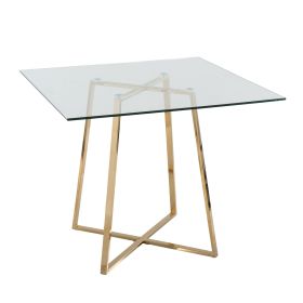 Cosmo Contemporary/glam Square Dining Table with Gold Metal Legs and Clear Glass Top by LumiSource