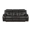 1pc Living Room Furniture Modern Design Power Reclining Sofa Dark Gray Breathable Faux Leather Upholstery USB Ports Contemporary Home