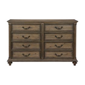 Traditional Vintage Style 1pc Dresser of 8 Drawers Metal Hardware Weathered Pecan Finish Classic Bedroom Furniture