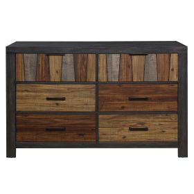 Unique Style Multi Color Finish Modern Industrial Bedroom Furniture 1pc Dresser, 6 Dovetail Drawers Wooden