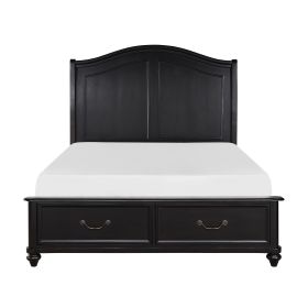 Charcoal Brown Finish Traditional Bedroom Furniture 1pc Queen Platform Bed with Storage Drawers Classic Design