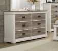 Beautiful White and Weathered Gray Transitional Style 1pc Dresser of 6 Drawers Antique Handles Bedroom Furniture Wooden