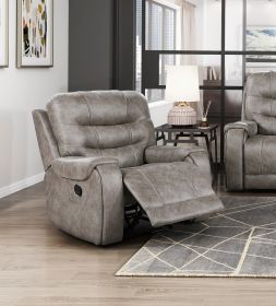 Modern Living Room 1pc Reclining Chair Plush Seating, Polished Microfiber Upholstery, Grayish Brown Solid Wood Frame Furniture