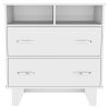 Portanova Two Drawer Dresser, Two Open Shelves, Superior Top, Four Legs -White