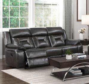 1pc Living Room Furniture Modern Design Reclining Sofa Dark Gray Breathable Faux Leather Upholstery Contemporary Home