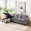 Sectional Sofa Set for Living Room with L Shape Chaise Lounge ,cup holder and Left Hand with Storage Chaise Modern 4 Seat (Grey)