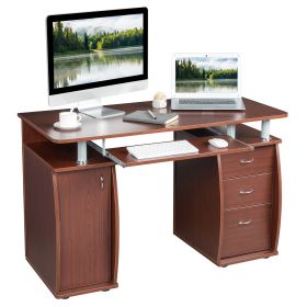 FCH 115* 55*74cm 15mm MDF Portable 1pc Door with 3pcs Drawers Computer Desk (A Box) Coffee Color