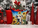 Great Dane in Sunflowers Throw Pillow Machine Washable, Indoor Outdoor Decorative Pillow for Couch, Bed or Patio, 14Hx14W