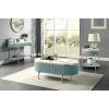 Glam Contemporary Light Teal 1pc Sofa Table White Faux Marble Top Living Room Side Table Open Bottom Shelve