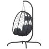 Hanging Egg Chair with Cushion Anthracite Poly Rattan&Steel