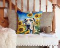 Great Dane in Sunflowers Throw Pillow Machine Washable, Indoor Outdoor Decorative Pillow for Couch, Bed or Patio, 14Hx14W