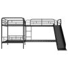 Twin Size L-Shaped Bunk Bed with Slide and Ladder, Black(OLD SKU:GX000615AAB)