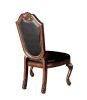 ACME Chateau De Ville Side Chair (Set-2), Black Synthetic Leather & Cherry 10038A