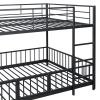 Full over Full Size Metal Bunk Bed with Slide and Guardrails, Black