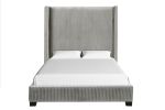 King Upholstered Bed in a Box Light Gray