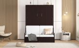 Queen Size Murphy Bed Wall Bed with Cushion,Espresso