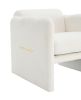 Arm Chair with waved arms, Metal decoration on both side arms, Accent chair for Primary Living Space, Living room, Bedroom,Teddy Fabric, White