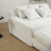 COOLMORE Chenille 2-seater lazy sofa With 5 back pillows,Comfy Sofa- Deep Seat Couch for Living Room,Club (White)