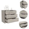 Kaia 3 Drawers Dresser, Superior Top -Light Gray