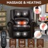 Power Lift Recliner Chair Heat Massage Dual Motor Infinite Position Up to 350 LBS, Faux Leather, Heavy Duty Motion Mechanism with USB Ports, Brown