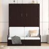 Queen Size Murphy Bed Wall Bed with Cushion,Espresso