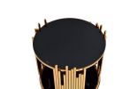 ACME Tanquin End Table in Gold & Black Glass 84492