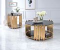 ACME Tanquin End Table in Gold & Black Glass 84492