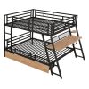 Full Size Metal Bunk Bed with Built-in Desk, Light and 2 Drawers, Black