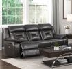 1pc Living Room Furniture Modern Design Power Reclining Sofa Dark Gray Breathable Faux Leather Upholstery USB Ports Contemporary Home