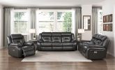 1pc Living Room Furniture Modern Design Power Reclining Sofa Dark Gray Breathable Faux Leather Upholstery USB Ports Contemporary Home