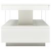 U-Can LED Coffee Table with Storage, Modern Center Table with 2 Drawers and Display Shelves, Accent Furniture with LED Lights for Living Room,White