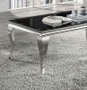 Glam Contemporary1pc Coffee Table Black Glass Top Silver Color Table Living Room Stainless Steel Cabriole-Style Legs