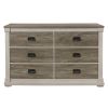 Beautiful White and Weathered Gray Transitional Style 1pc Dresser of 6 Drawers Antique Handles Bedroom Furniture Wooden