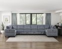 Modern Living Room Furniture 1pc Dark Gray Chair with One Arm, Storage Pouch and Charging Ports Corduroy Fabric Upholstery