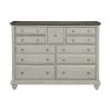 Classic Light Gray Finish 1pc Dresser of 9x Drawers Dark Brown Top Modern Farmhouse Design Bedroom Furniture