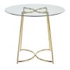 Cece Contemporary/Glam Dinette Table in Gold Steel with Clear Glass Top by LumiSource