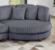 Contemporary 2pc Sectional Set XL Plush Corduroy Fabric Dark Gray LAF Sofa RAF Round Chaise w Pillows Living Room Couch