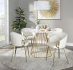 Canary Cosmo Contemporary Dining Table in Gold Metal and White MDF by LumiSource